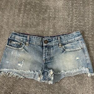 American Eagle Outfitters Blue Distressed Jean Shorts
